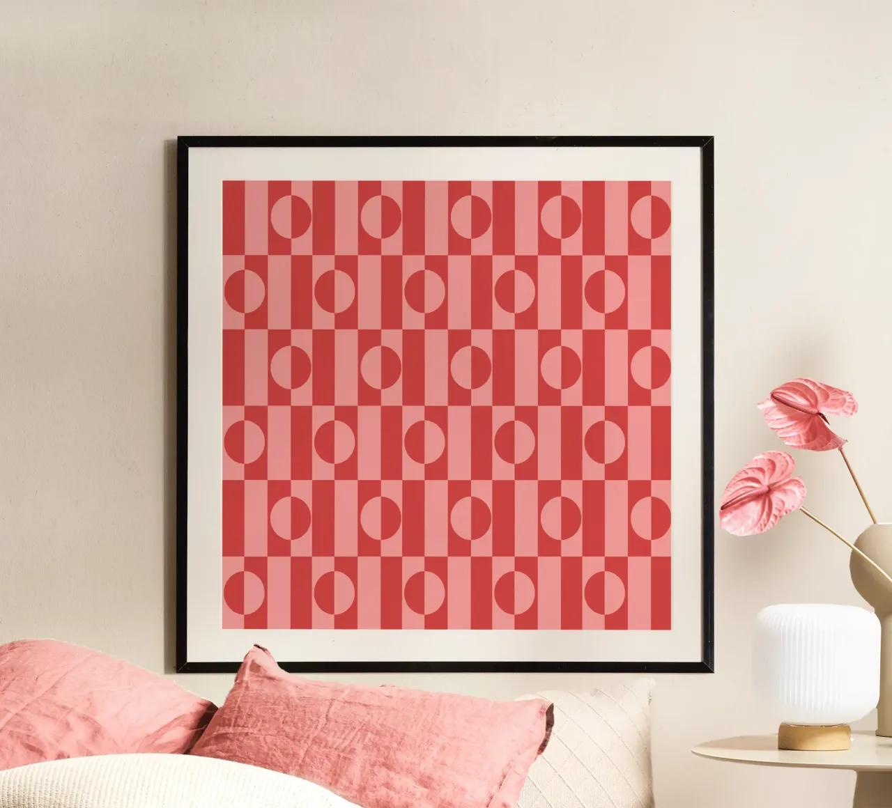 Rose eclectic geometric mid century modern pattern carta hahnemühle da TijanaArtStudio88