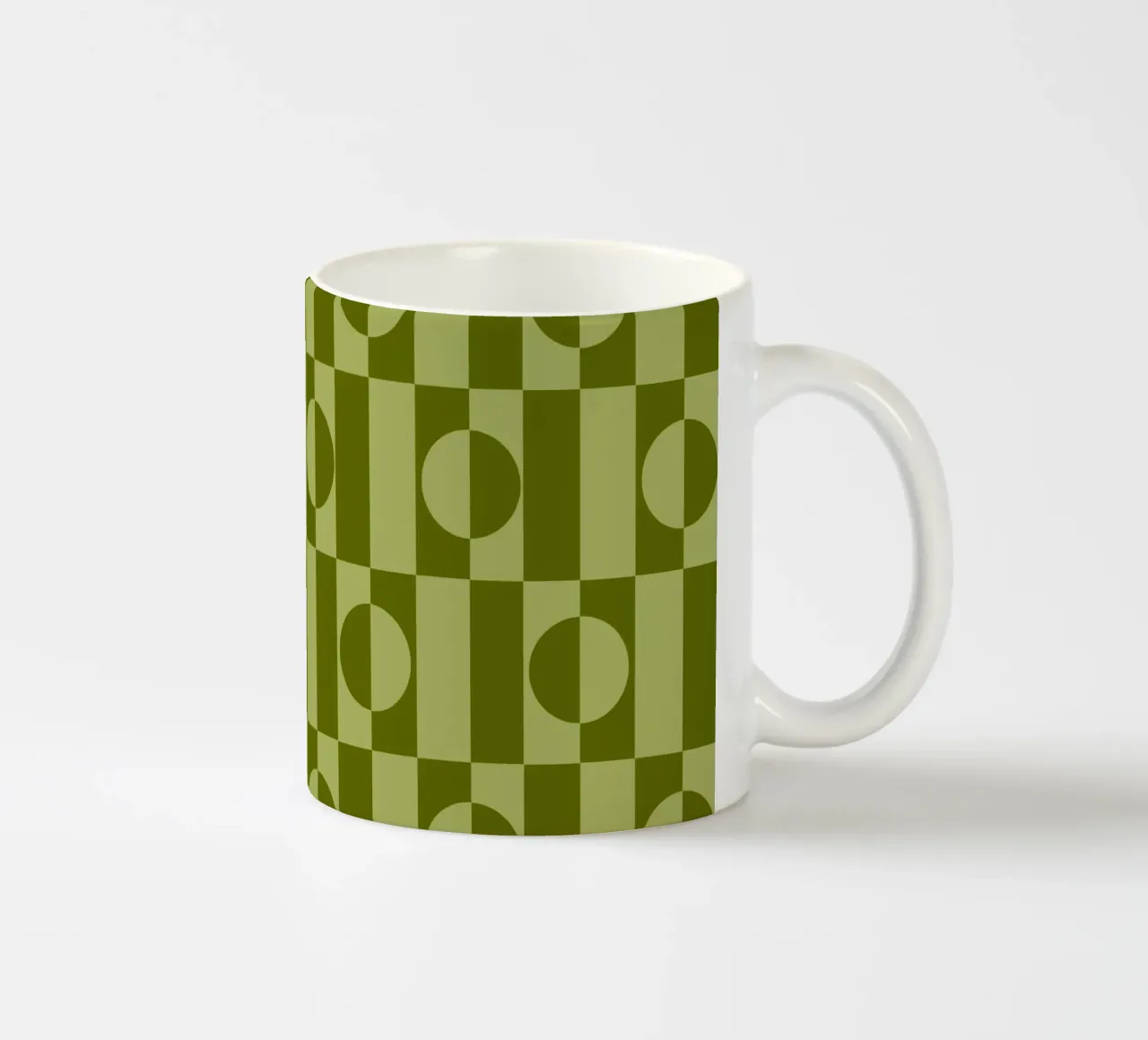 Olive green eclectic geometric mid century modern pattern tazza in ceramica da TijanaArtStudio88