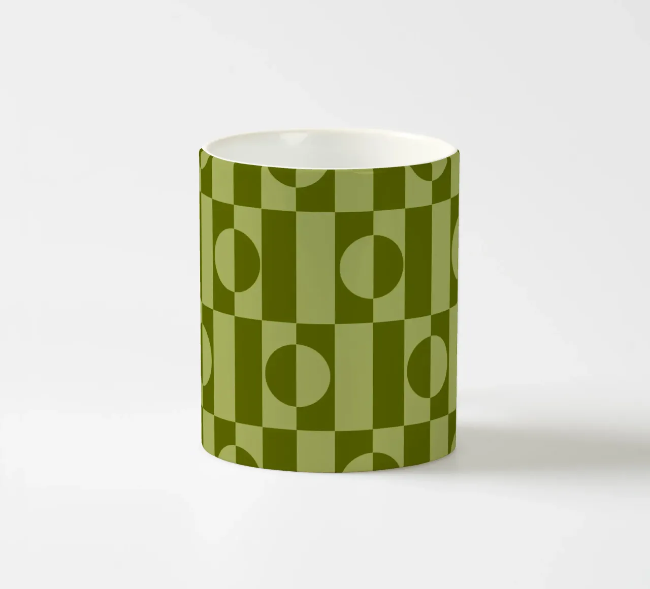 Olive green eclectic geometric mid century modern pattern tazza in ceramica da TijanaArtStudio88