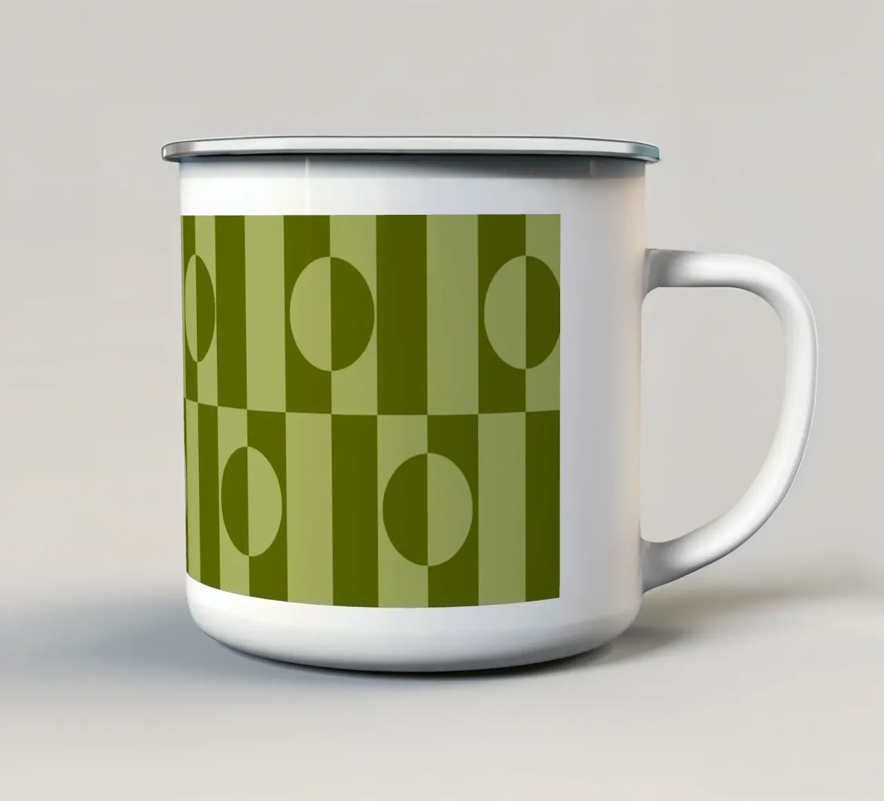 Olive green eclectic geometric mid century modern pattern tazza in smalto da TijanaArtStudio88