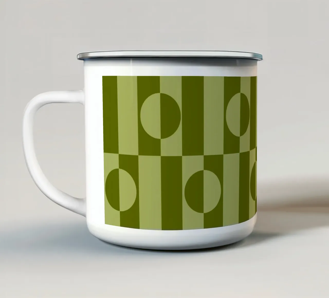 Olive green eclectic geometric mid century modern pattern tazza in smalto da TijanaArtStudio88