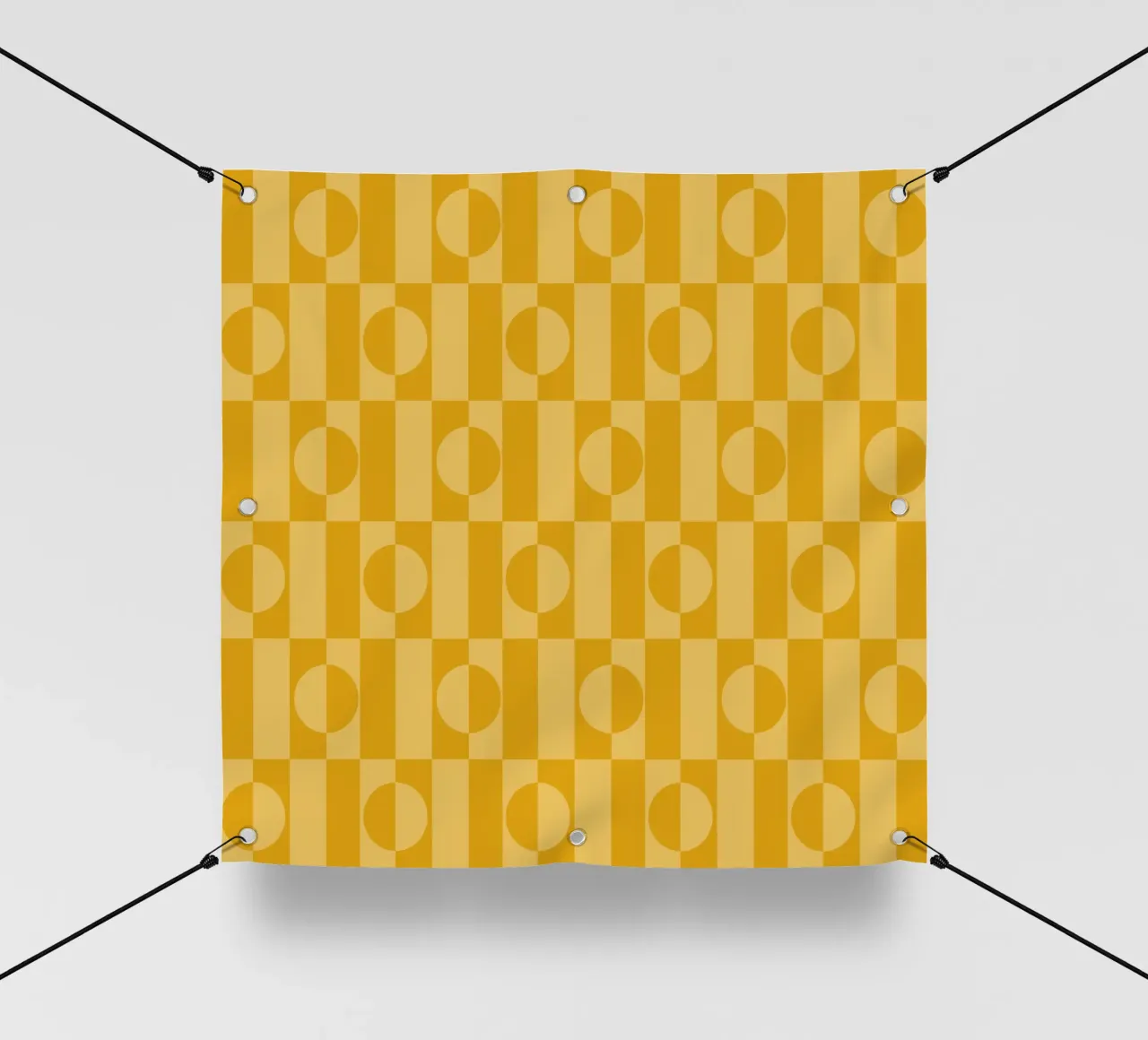 Yellow eclectic geometric mid century modern pattern telo in pvc da TijanaArtStudio88