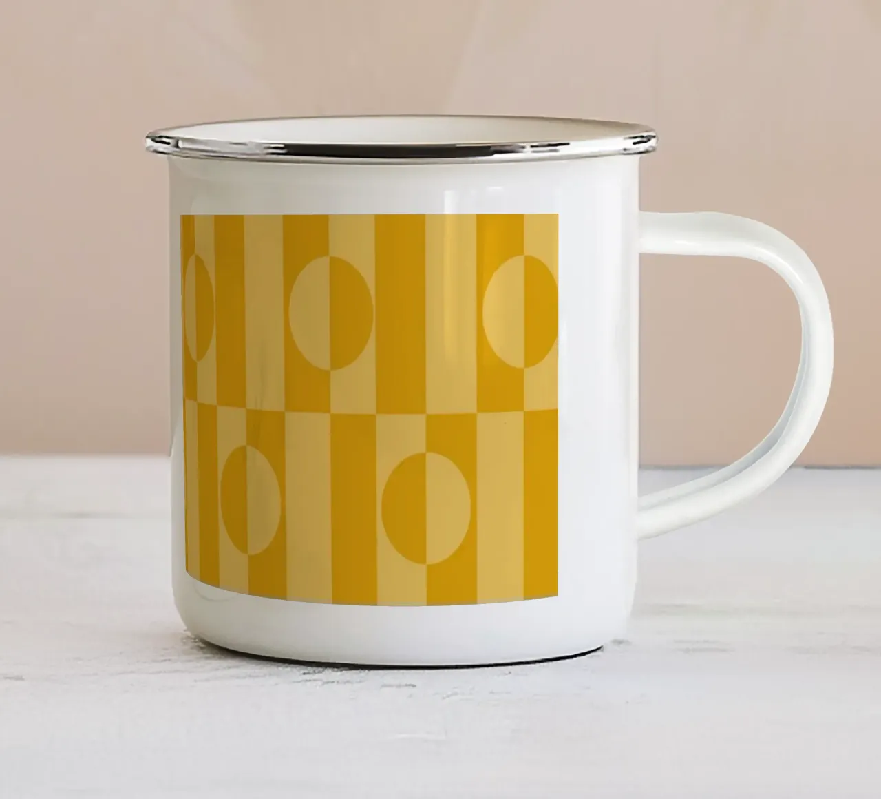 Yellow eclectic geometric mid century modern pattern tazza in smalto da TijanaArtStudio88