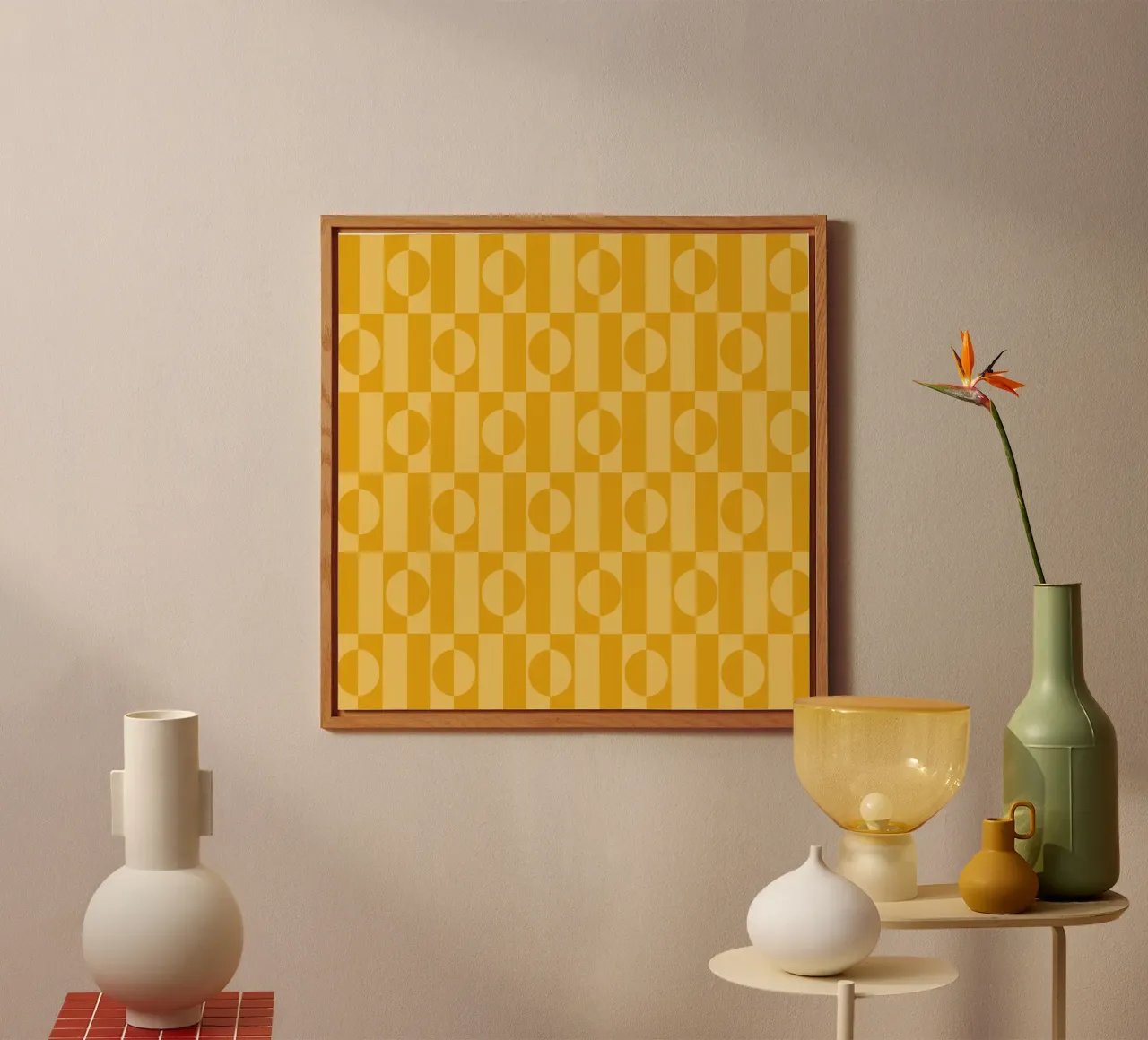 Yellow eclectic geometric mid century modern pattern alluminio dibond da TijanaArtStudio88