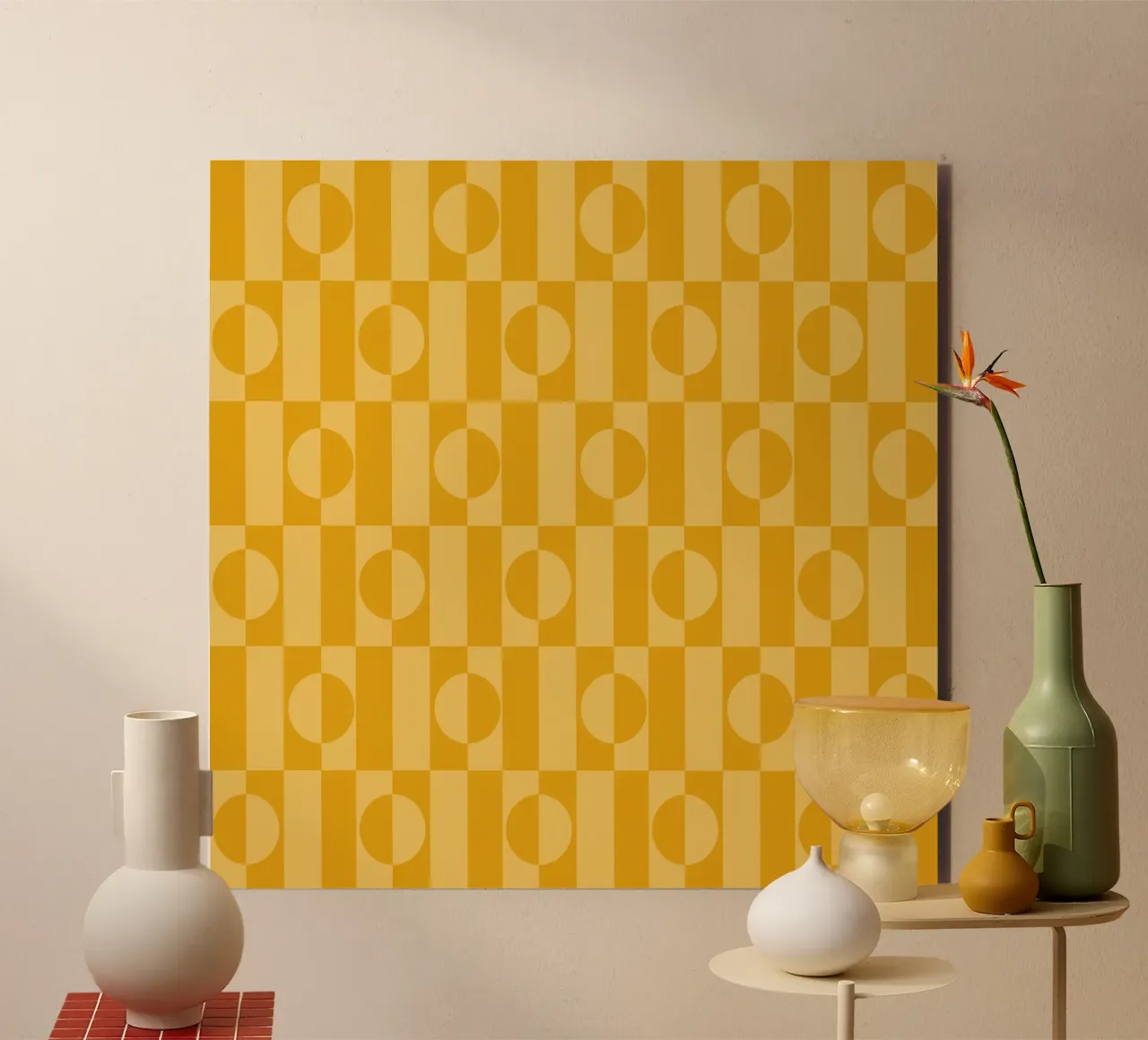 Yellow eclectic geometric mid century modern pattern alluminio dibond da TijanaArtStudio88