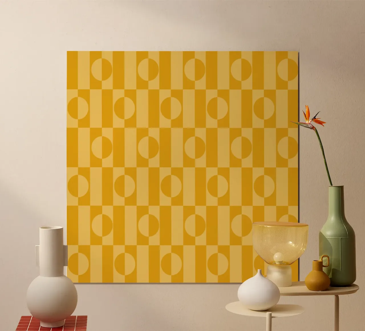 Yellow eclectic geometric mid century modern pattern carta hahnemühle da TijanaArtStudio88