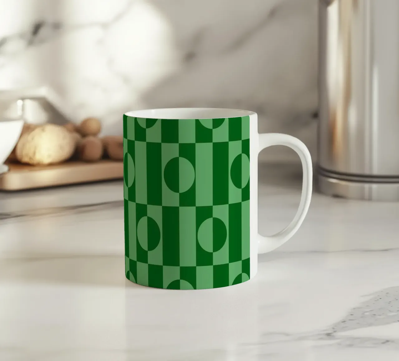 Mint green eclectic geometric mid century modern pattern tazza in ceramica da TijanaArtStudio88