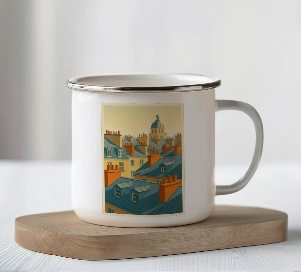 L'icona di Parigi: i tetti blu e la cupola d'oro tazza in smalto da JETLAG | affiches voyage