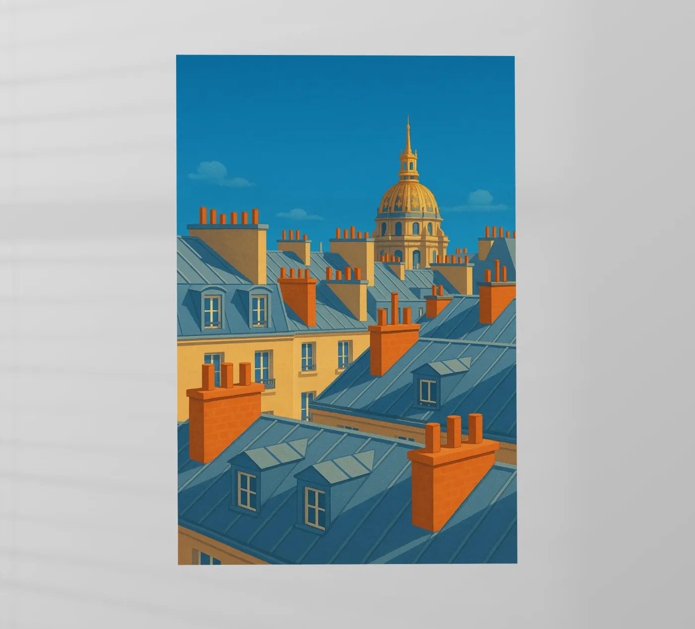 Parigi soleggiata: un panorama di tetti mitici pellicola backlit da JETLAG | affiches voyage