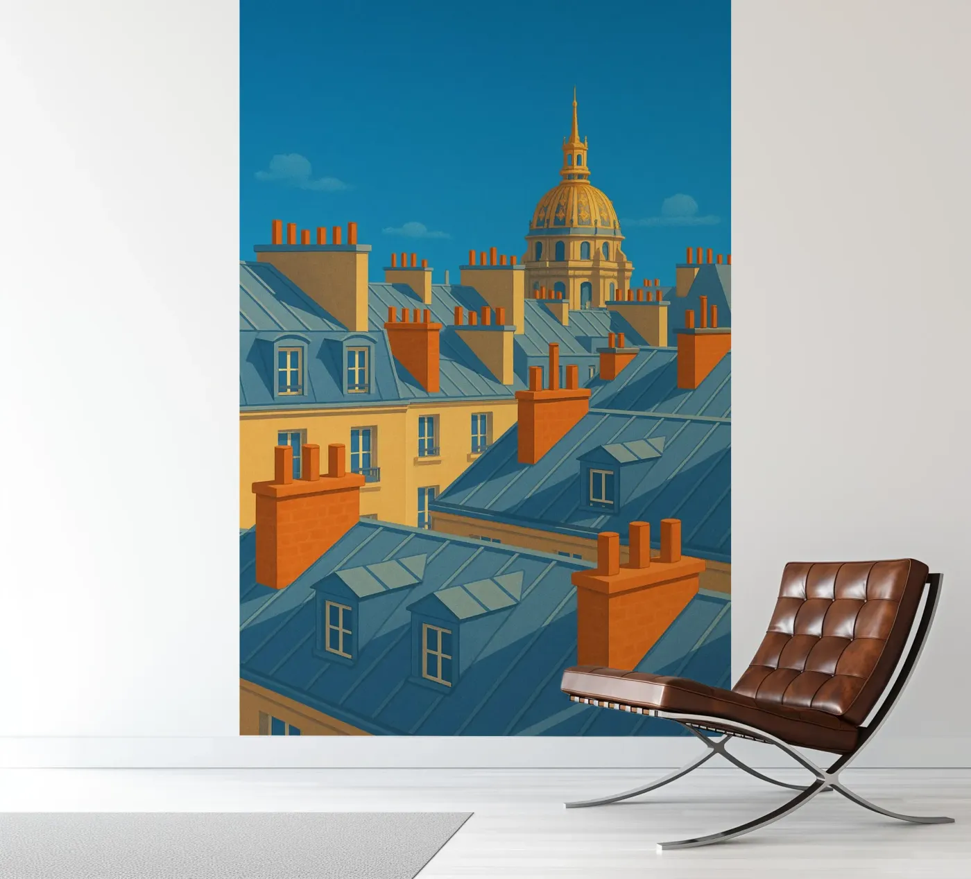 Sonniges Paris: Panorama der legendären Dächer Fototapete von JETLAG | affiches voyage