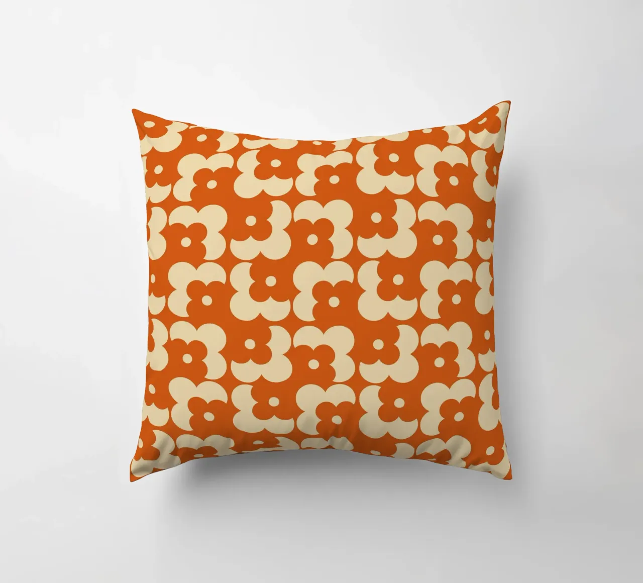 Orange fall retro 60s floral pattern cuscino da TijanaArtStudio88