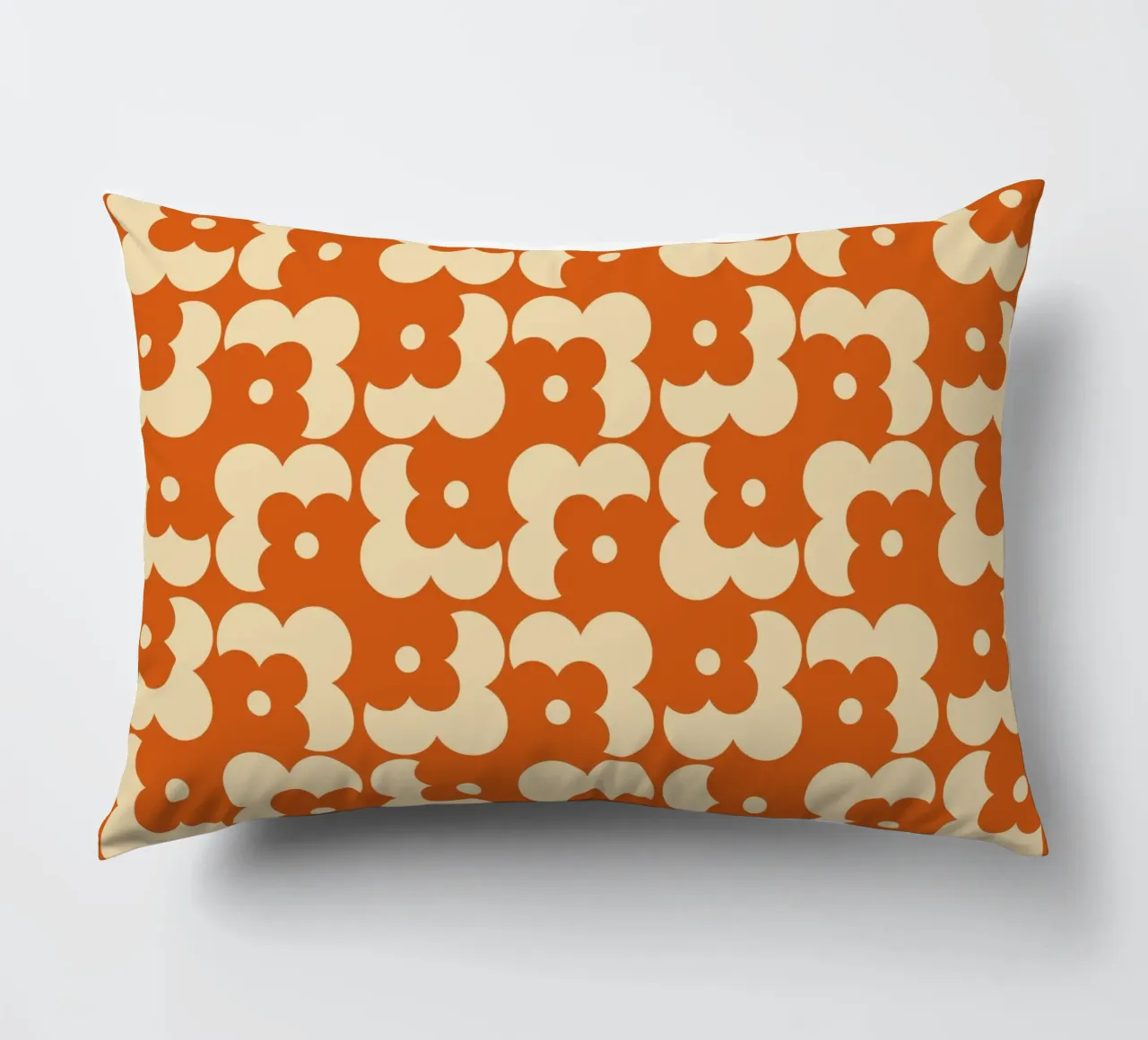 Orange fall retro 60s floral pattern cuscino da TijanaArtStudio88