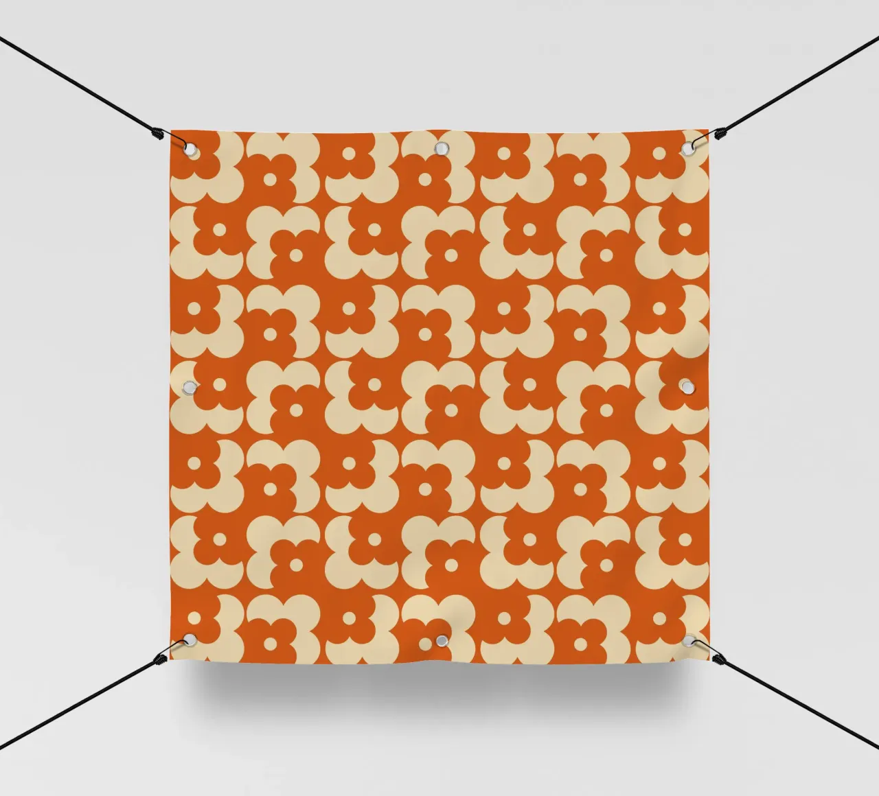 Orange fall retro 60s floral pattern telo in pvc da TijanaArtStudio88