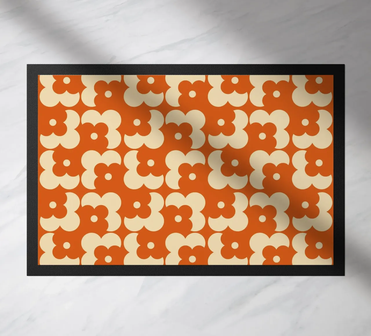 Orange fall retro 60s floral pattern zerbino da TijanaArtStudio88