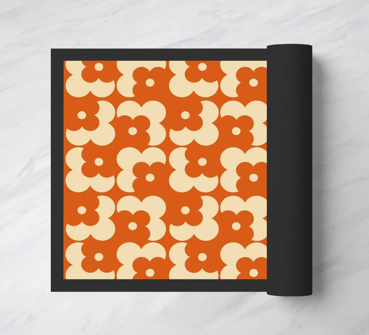 Orange fall retro 60s floral pattern zerbino da TijanaArtStudio88