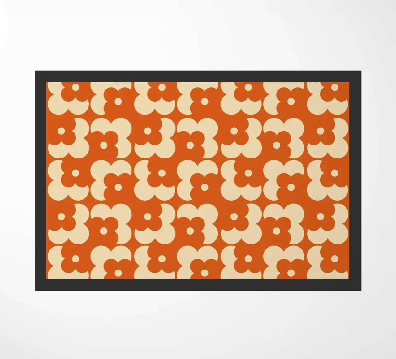 Orange fall retro 60s floral pattern zerbino da TijanaArtStudio88