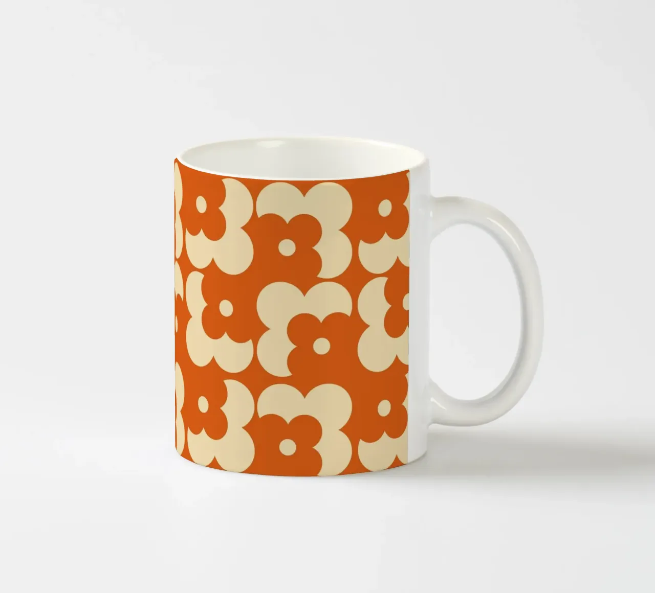 Orange fall retro 60s floral pattern tazza in ceramica da TijanaArtStudio88