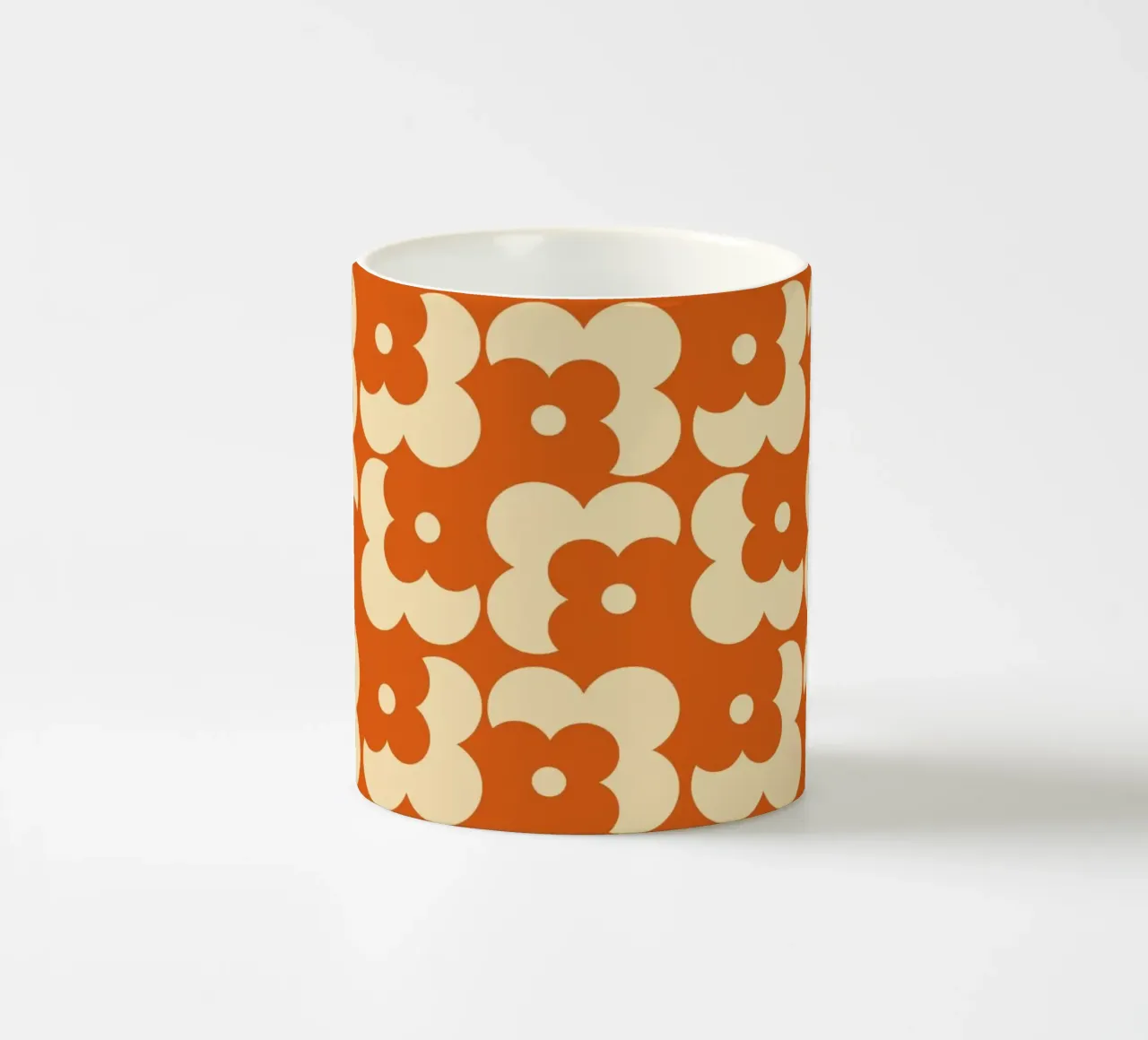 Orange fall retro 60s floral pattern tazza in ceramica da TijanaArtStudio88