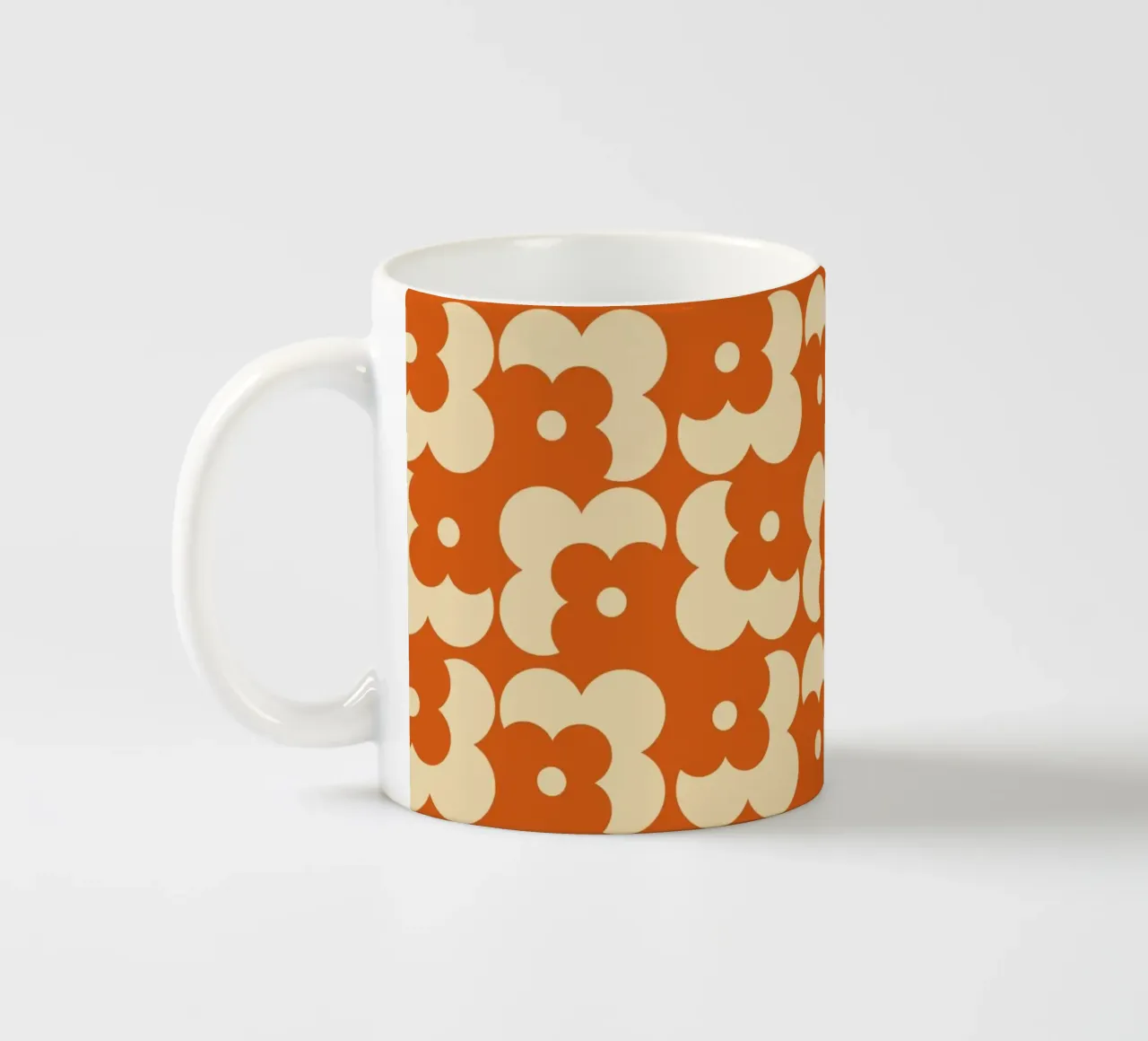 Orange fall retro 60s floral pattern tazza in ceramica da TijanaArtStudio88