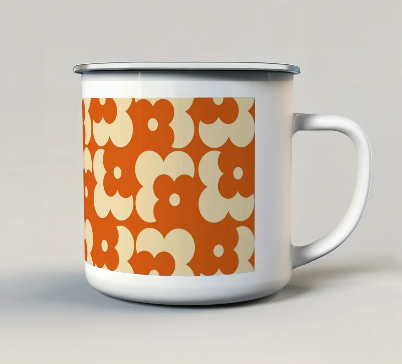 Orange fall retro 60s floral pattern tazza in smalto da TijanaArtStudio88