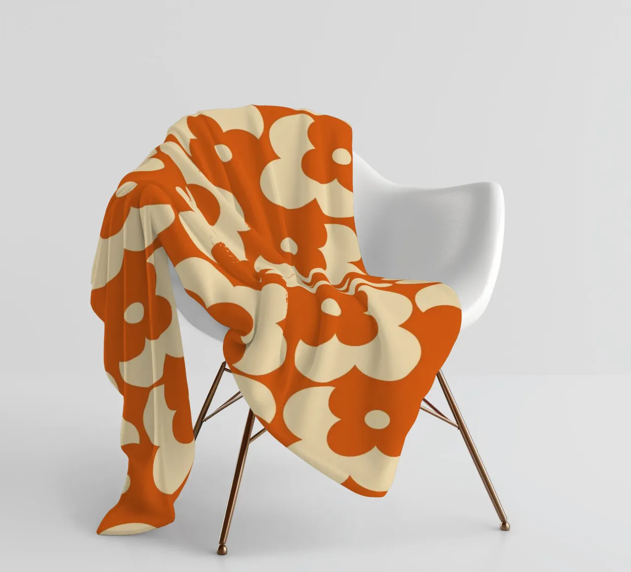 Orange fall retro 60s floral pattern coperta in pile da TijanaArtStudio88