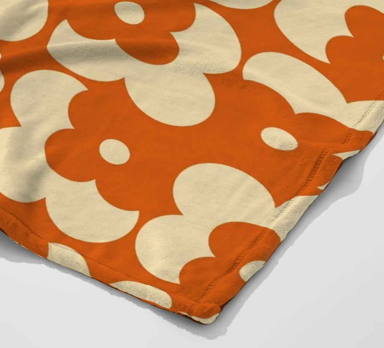 Orange fall retro 60s floral pattern coperta in pile da TijanaArtStudio88