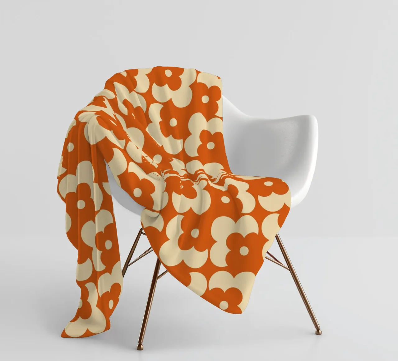 Orange fall retro 60s floral pattern coperta in pile da TijanaArtStudio88