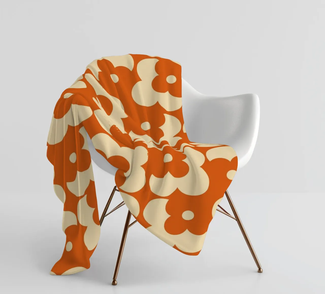 Orange fall retro 60s floral pattern coperta in pile da TijanaArtStudio88