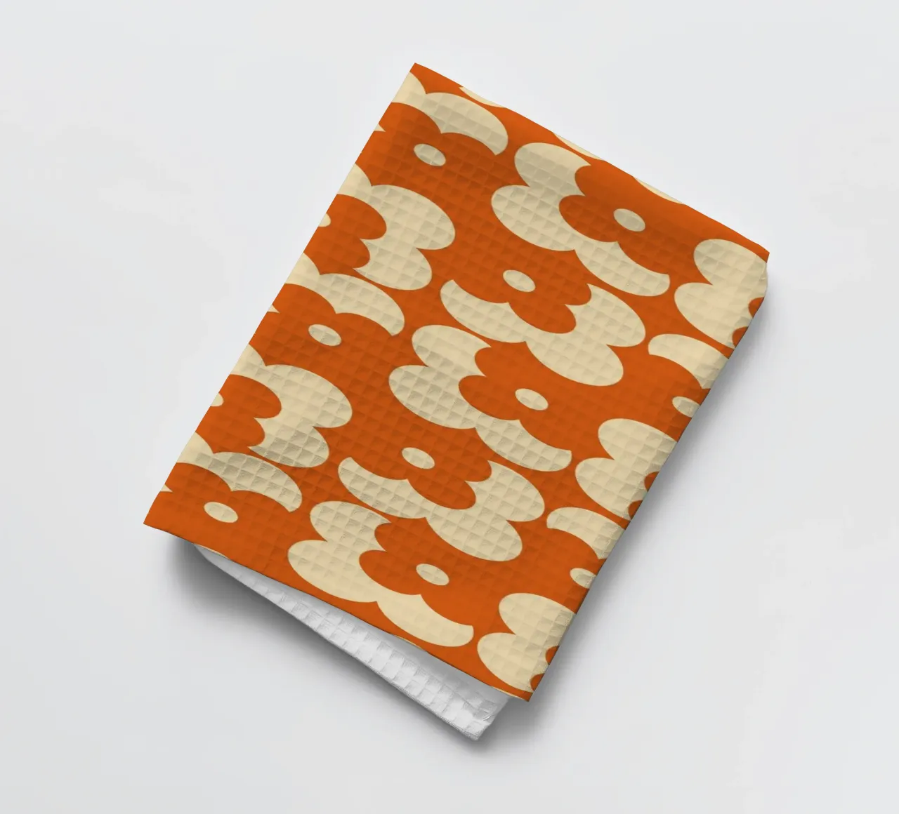Orange fall retro 60s floral pattern canovaccio da cucina da TijanaArtStudio88