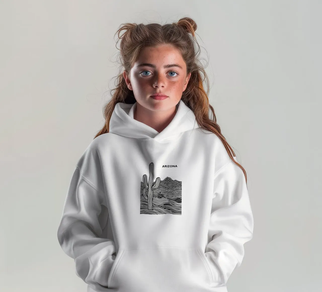 Arizona Desert Design Cactus | Lineart Poesia felpa bambino con cappuccio da Autofocus