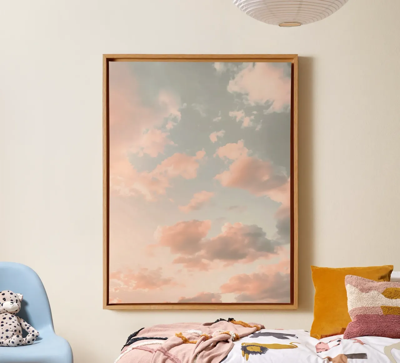 Peach Pastel Sky Dreamy Cloudscape Leinwand von Moon  Bloom