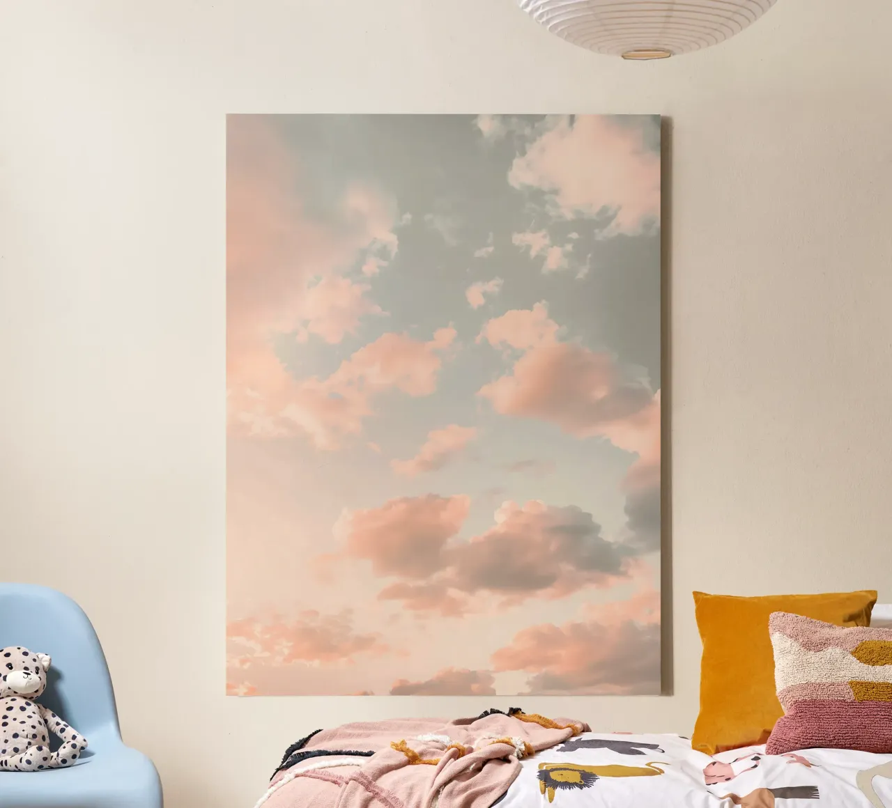 Peach Pastel Sky Dreamy Cloudscape Leinwand von Moon  Bloom