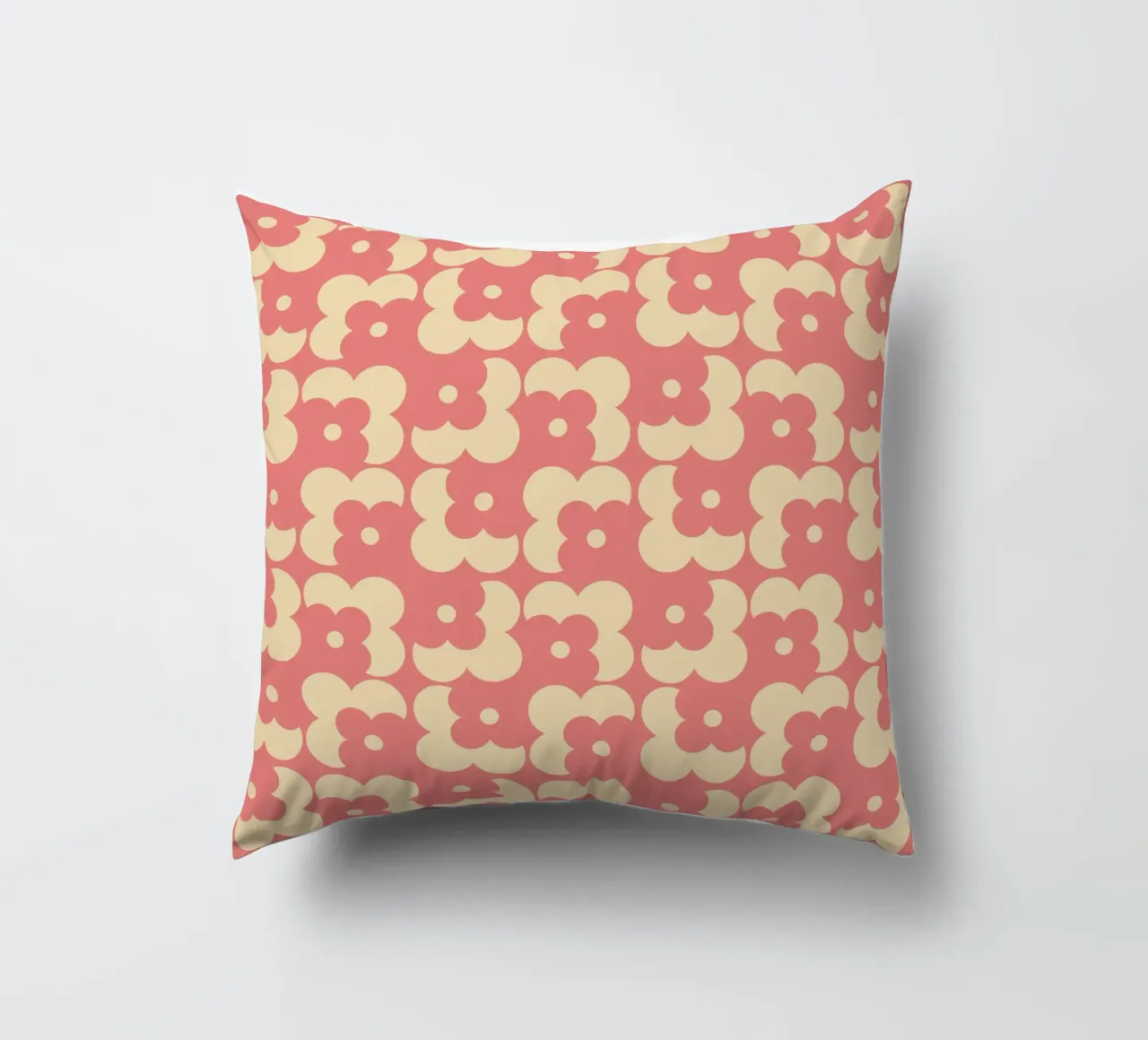 Pink fall retro 60s floral pattern cuscino da TijanaArtStudio88