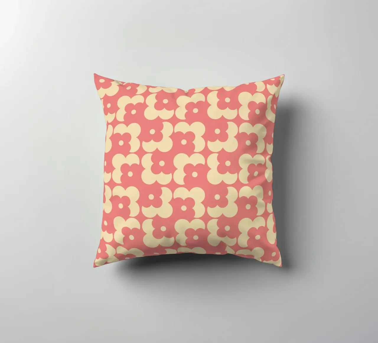 Pink fall retro 60s floral pattern cuscino da TijanaArtStudio88