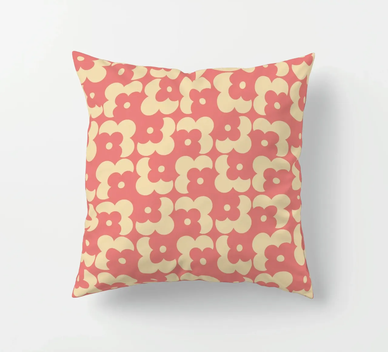 Pink fall retro 60s floral pattern cuscino da TijanaArtStudio88