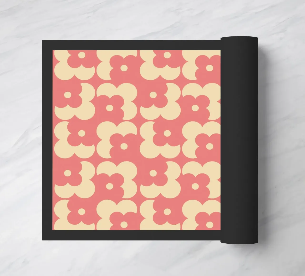 Pink fall retro 60s floral pattern zerbino da TijanaArtStudio88