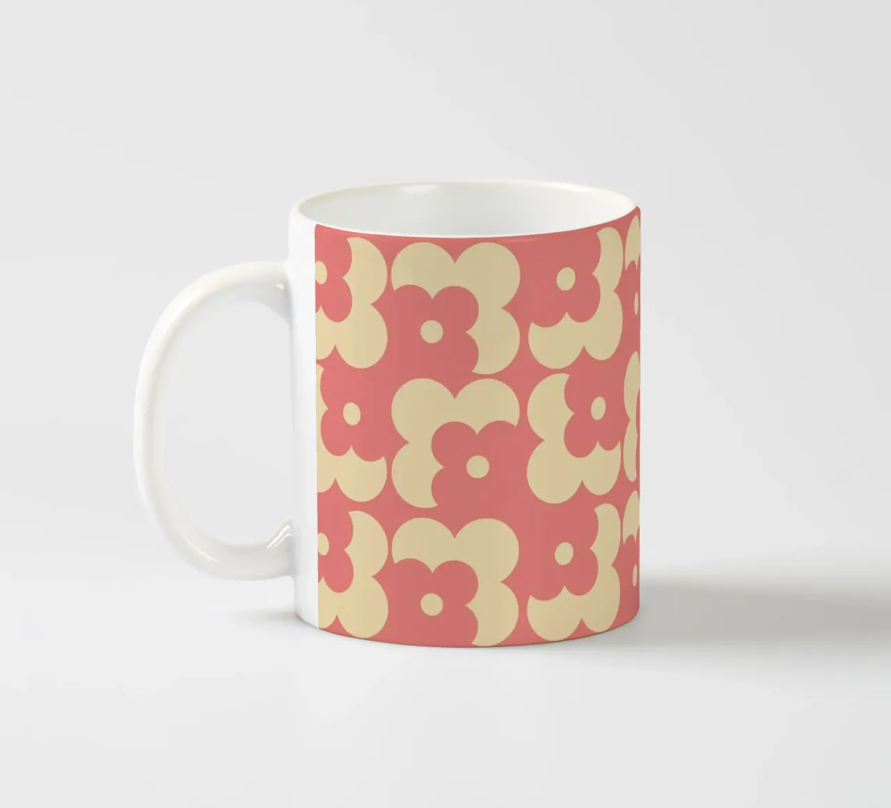 Pink fall retro 60s floral pattern tazza in ceramica da TijanaArtStudio88