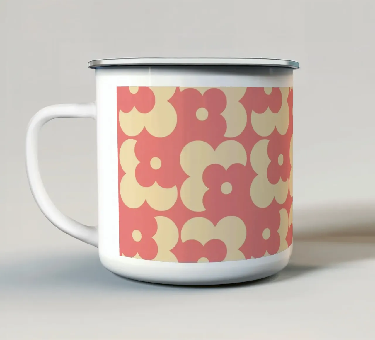 Pink fall retro 60s floral pattern tazza in smalto da TijanaArtStudio88