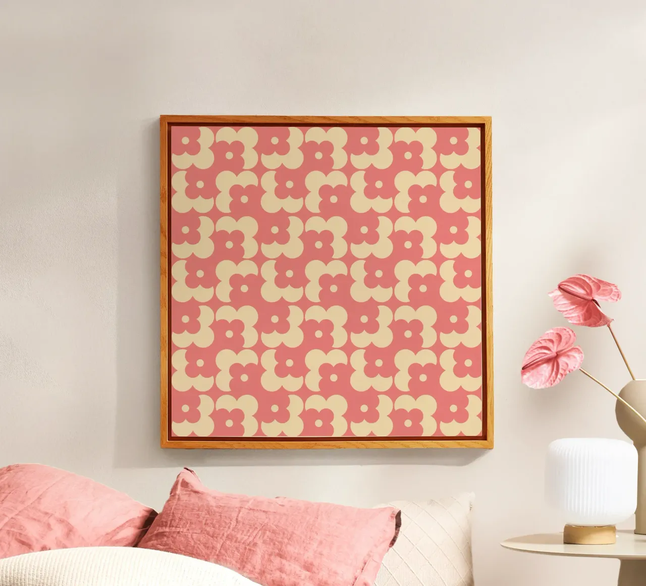 Pink fall retro 60s floral pattern plexiglass da TijanaArtStudio88