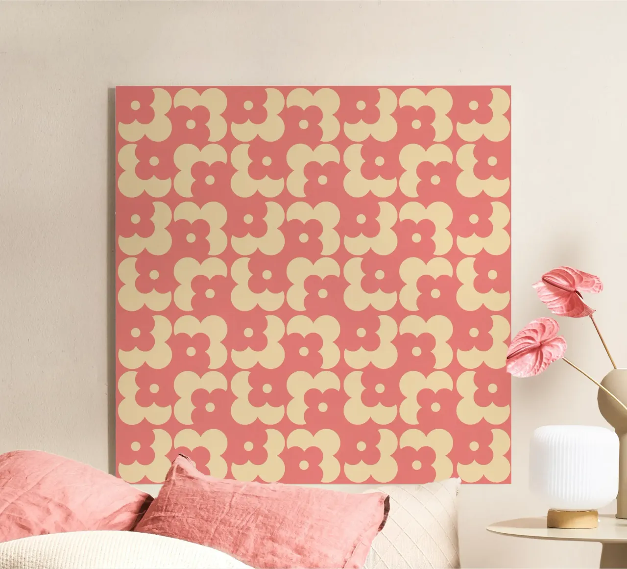 Pink fall retro 60s floral pattern plexiglass da TijanaArtStudio88