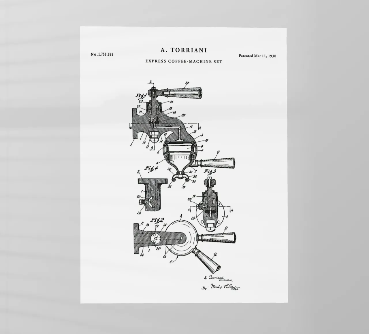 Espresso Machine Patent pellicola backlit da mary shop