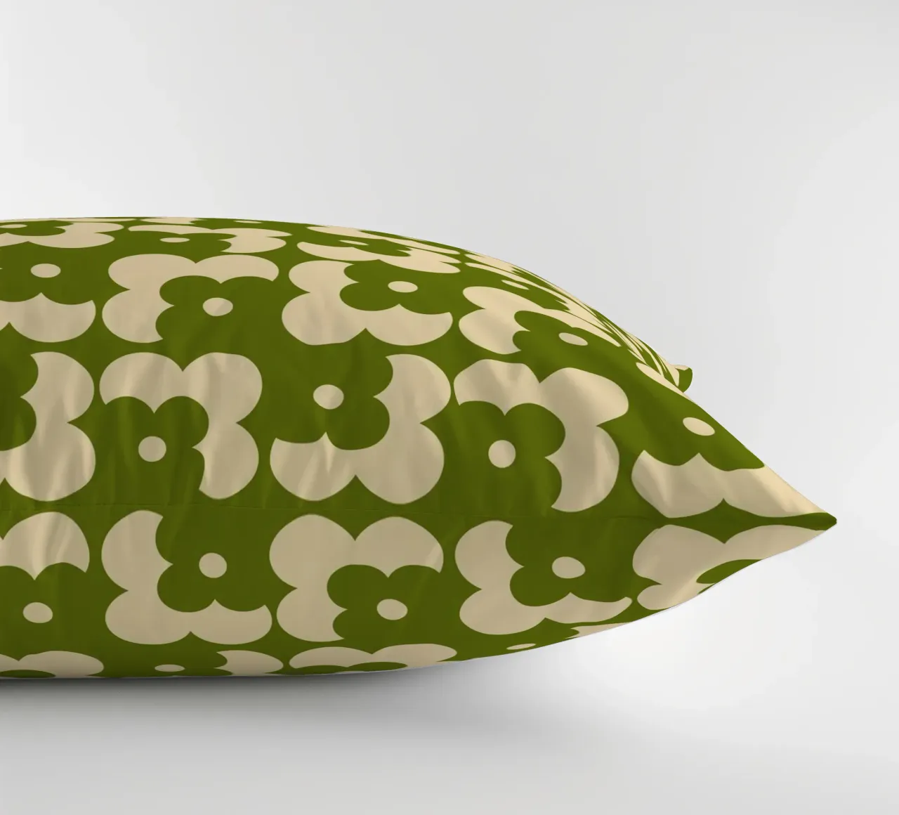 Green fall retro 60s floral pattern cuscino da TijanaArtStudio88