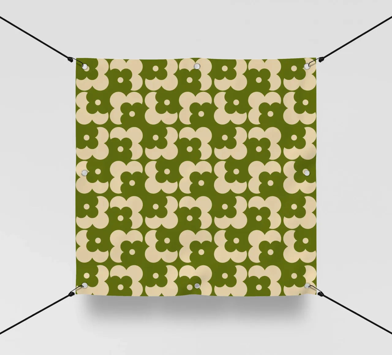 Green fall retro 60s floral pattern telo in pvc da TijanaArtStudio88
