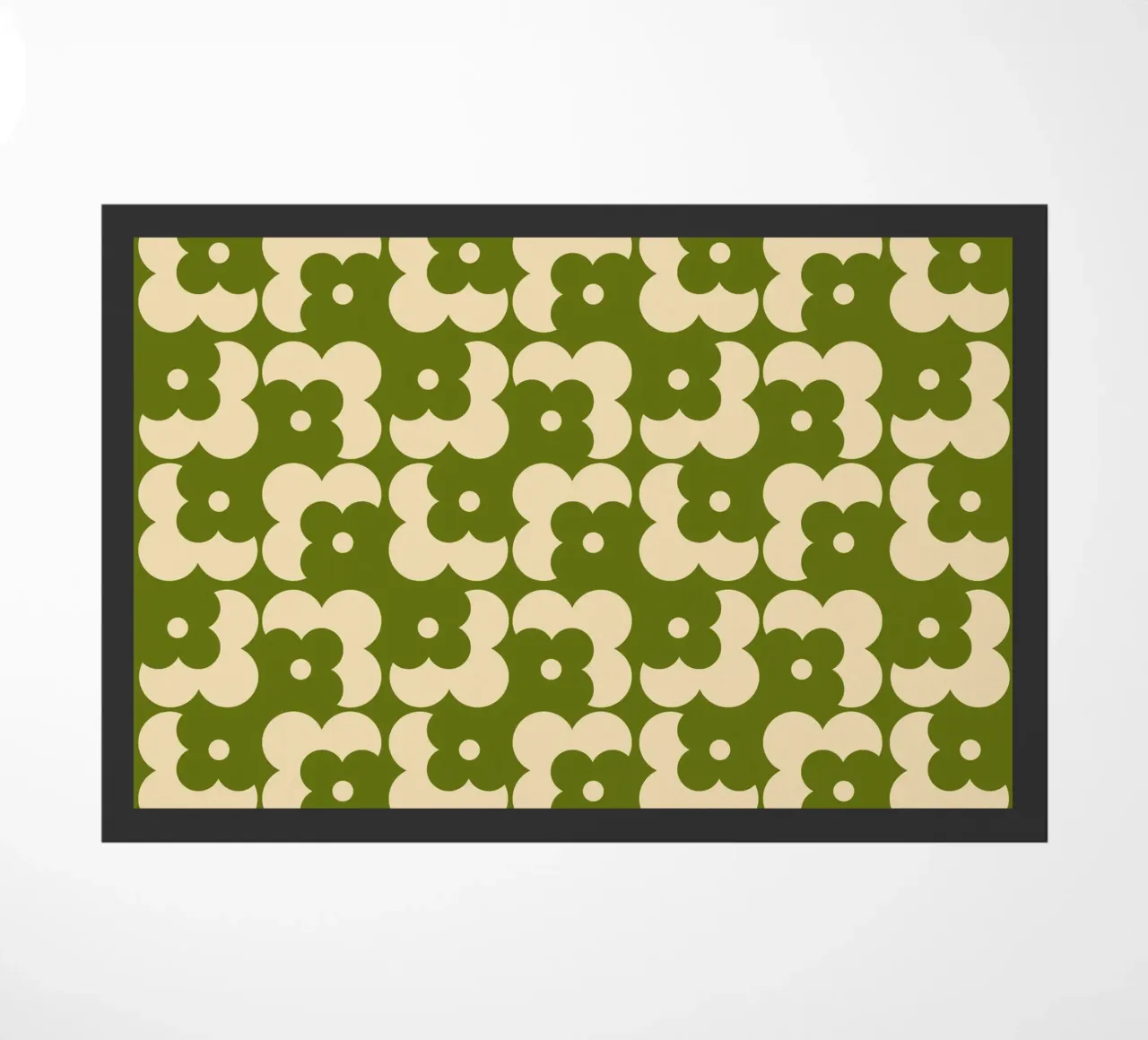 Green fall retro 60s floral pattern zerbino da TijanaArtStudio88