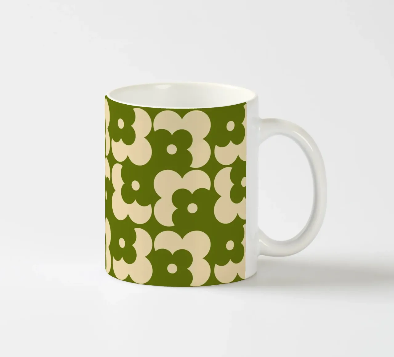 Green fall retro 60s floral pattern tazza in ceramica da TijanaArtStudio88