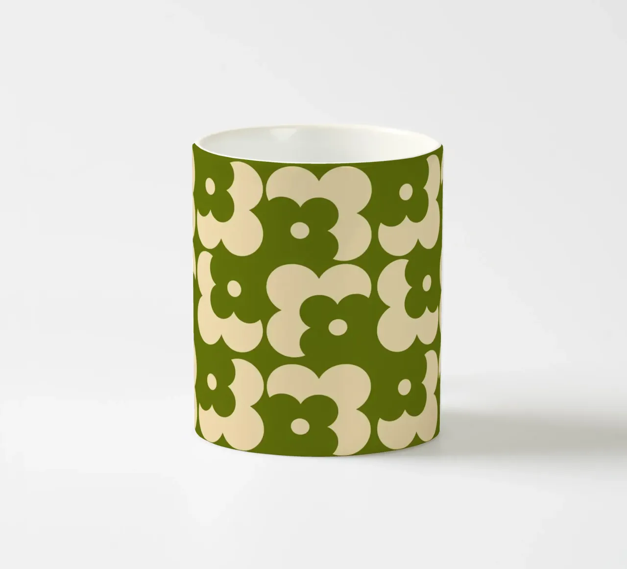 Green fall retro 60s floral pattern tazza in ceramica da TijanaArtStudio88