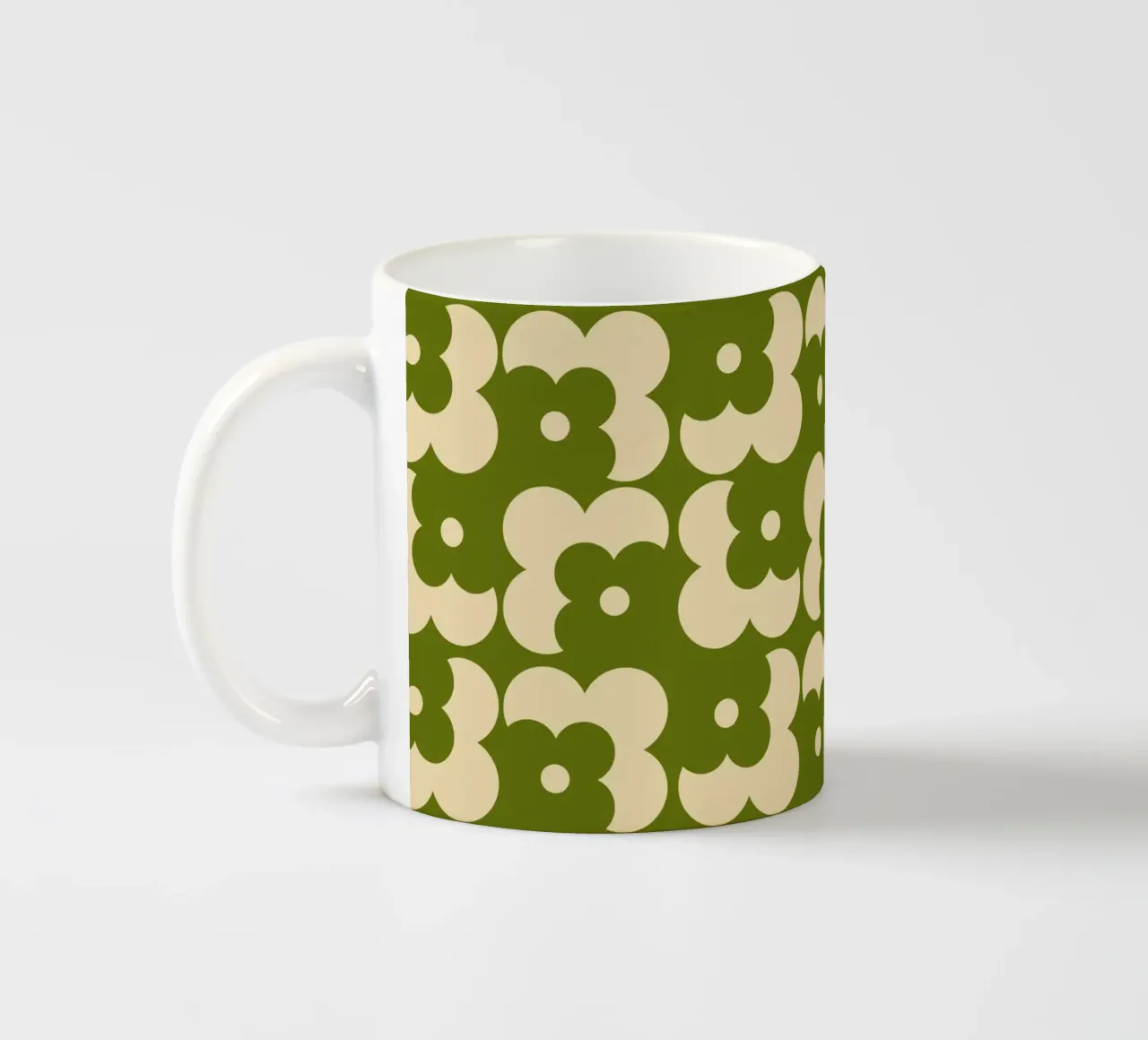 Green fall retro 60s floral pattern tazza in ceramica da TijanaArtStudio88