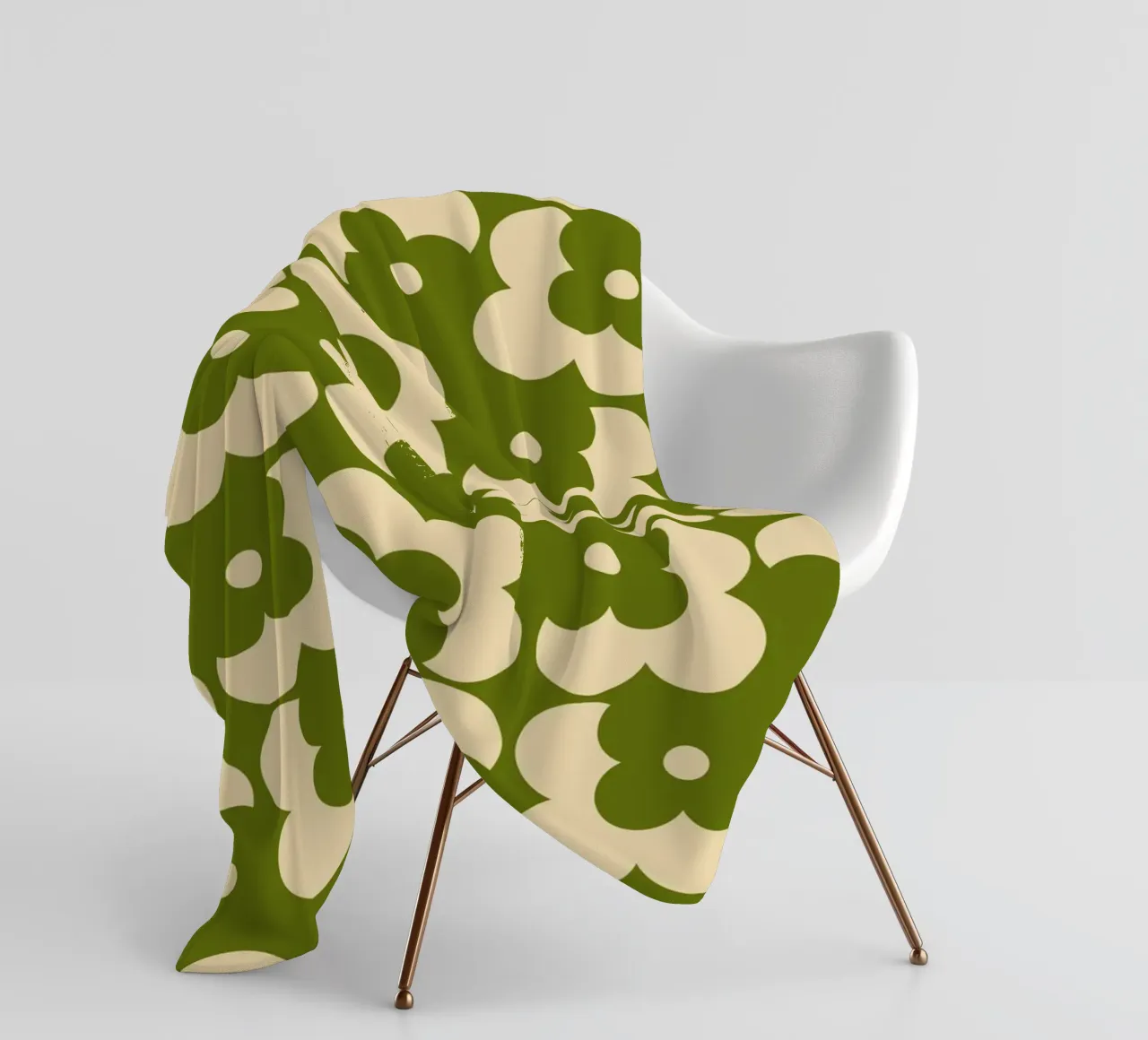 Green fall retro 60s floral pattern coperta in pile da TijanaArtStudio88