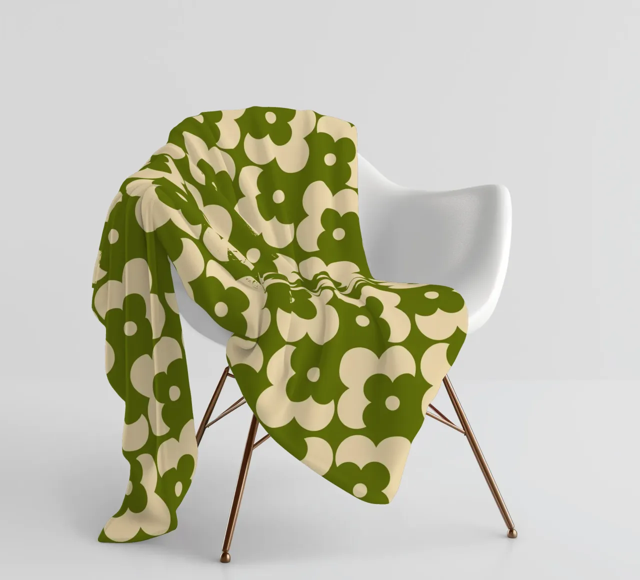 Green fall retro 60s floral pattern coperta in pile da TijanaArtStudio88
