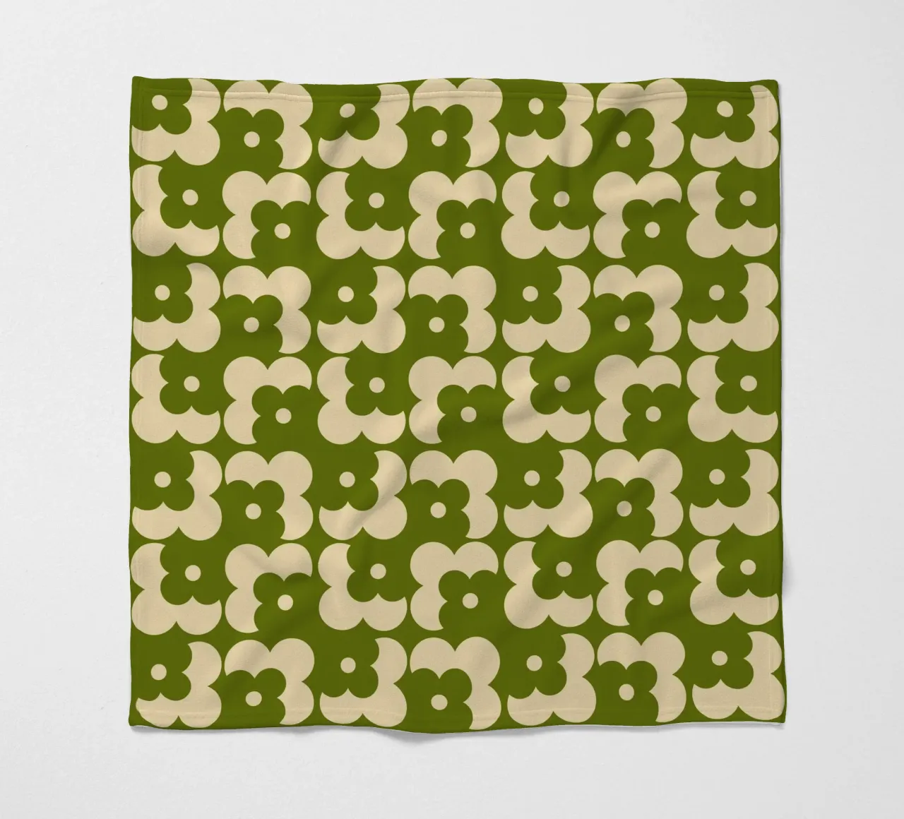 Green fall retro 60s floral pattern coperta in pile da TijanaArtStudio88